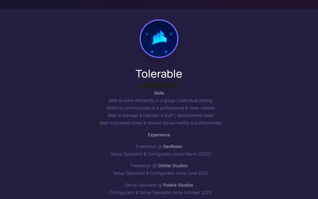 Carrd profile picture for @tolerable